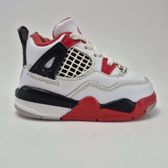 AIR JORDAN Retro 4 (TD) "Fire Red" Toddler Shoes Size 4C - Picture 3 of 10